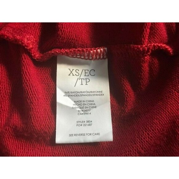 CAbi Tess Tee Top Size XS Tie V-Neck Style #3804 Red Stretchy Jersey Knit - Picture 7 of 7